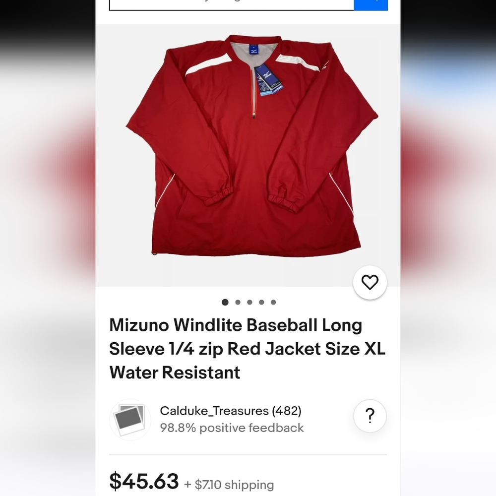 Mizuno Baseball Windlite water resistant 1/4 zip pullover jacket - Picture 9 of 9